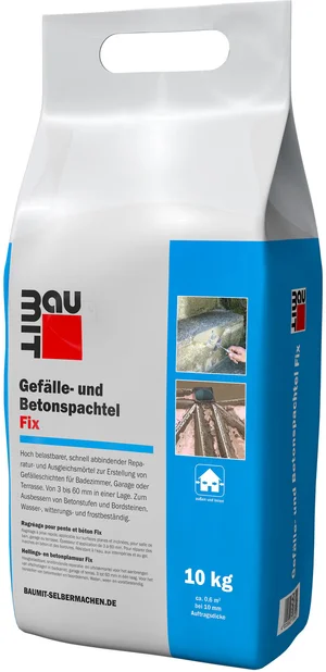 De helling en betonvuller Fix zijn verkrijgbaar in een foliezak van 10 kg.