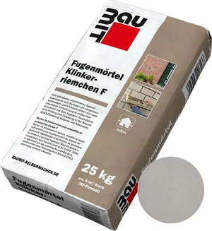 De voegmortel Klinkerriemchen F is verkrijgbaar in de kleur zilvergrijs in papieren zakken van 25 kg.