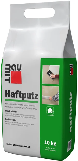 Baumit hechtpleister is verkrijgbaar in foliezakken van 10 kg.