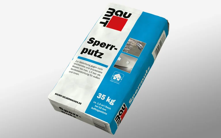 Baumit Sperrputz im blauen 35 kg Sack.