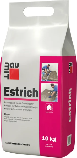 Baumit chape is verkrijgbaar in foliezakken van 10 kg.