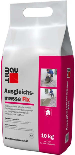 Baumit egalisatiemiddel Fix is verkrijgbaar in foliezakken van 10 kg.