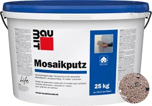 Baumit mozaïekpleister is verkrijgbaar in de kleur M 340 Babia in emmers van 25 kg.