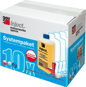 Het Inject Masonry Barrier System-pakket beschermt tegen opstijgend vocht in metselwerk.