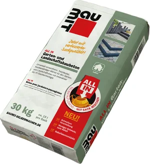 Baumit ALL IN tuin- en landschapsbeton is verkrijgbaar in papieren zakken van 30 kg.